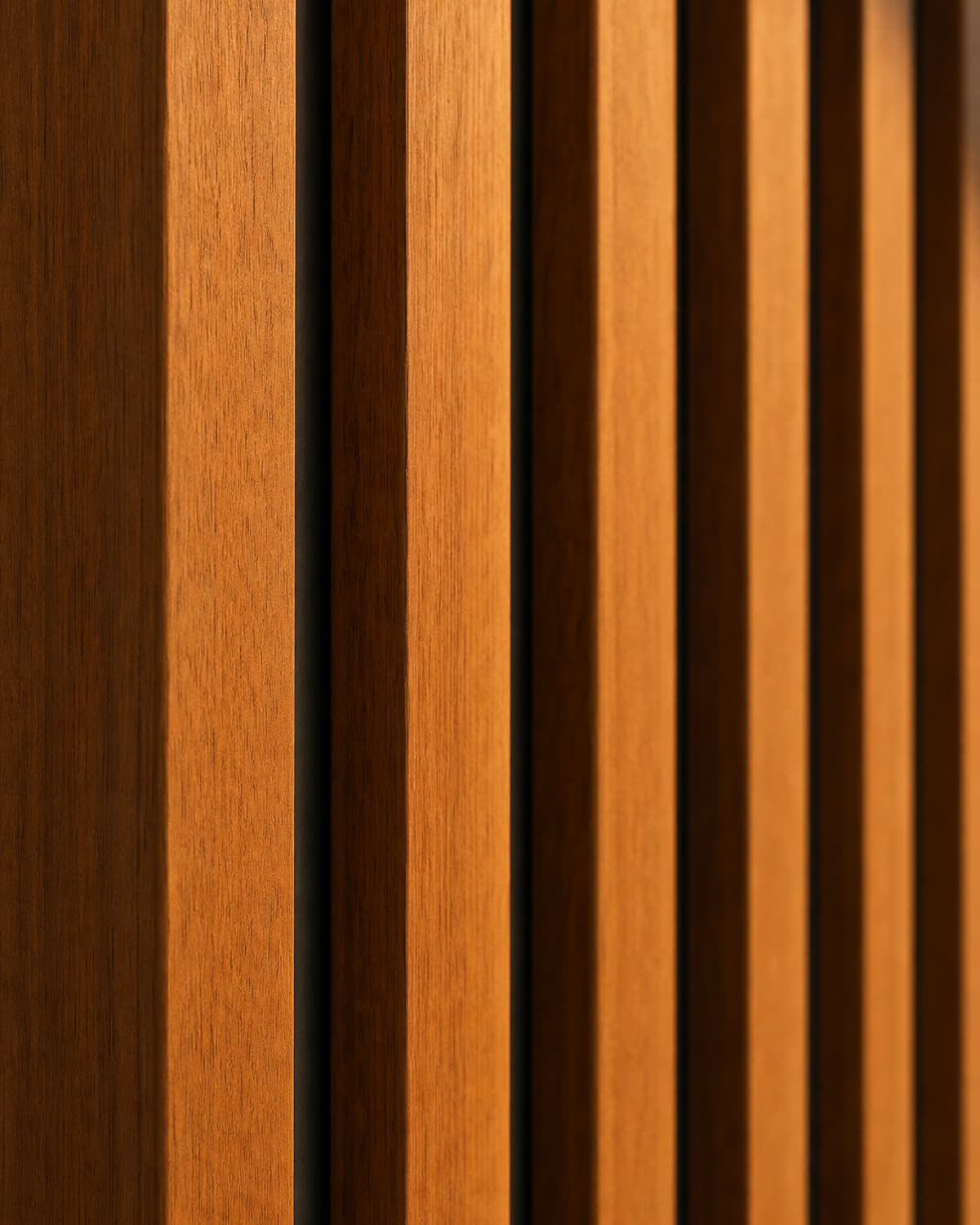 Cedar lobby wall, raking light